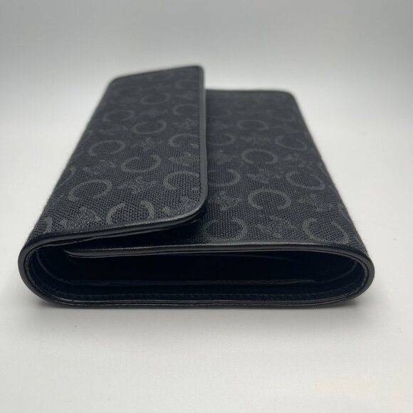 Celine Triomphe Printed Canvas & Leather Compact Wallet - Black - Preowned - Picture 3 of 13
